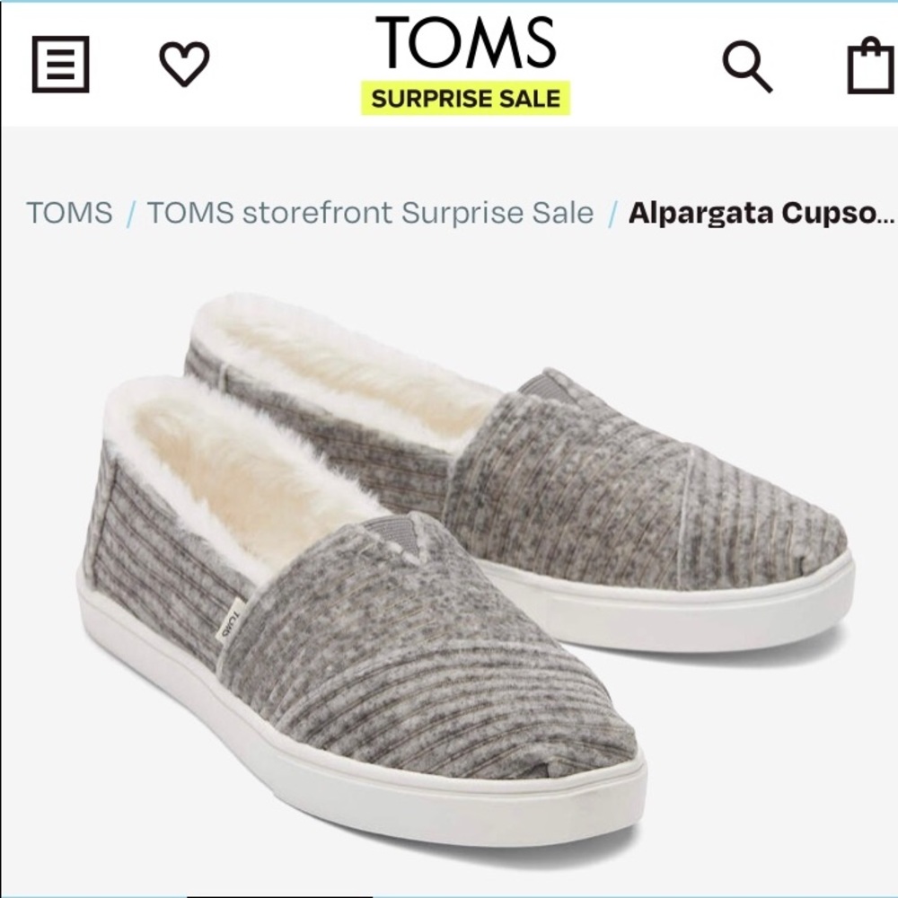 Tom’s Drizzle Gray Alpargata Slip-on NIB